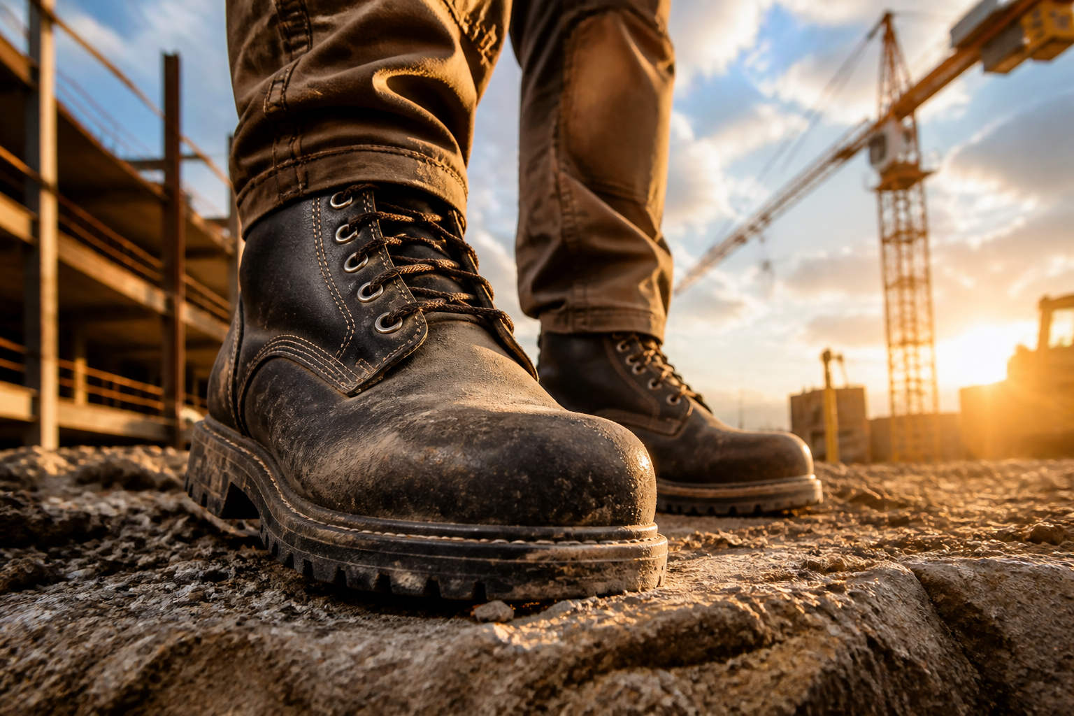Black steel toe safety work boots