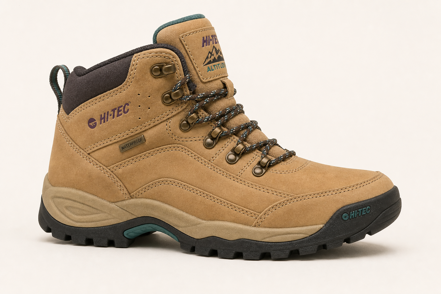 Tan retro outdoor boot with padded collar